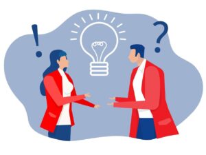 Fixed mindset vs growth mindset illustration showing one person closed off saying ‘I know’ and another person open and curious, representing how shifting from ‘I know’ to ‘I want to know’ improves leadership and communication.